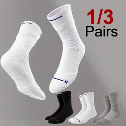 1/3 Pairs Men Outdoor Sports Basketball Socks Comfortable Odor Resistant Slip Resistant Shock-Absorbing They Towel Bottom Socks