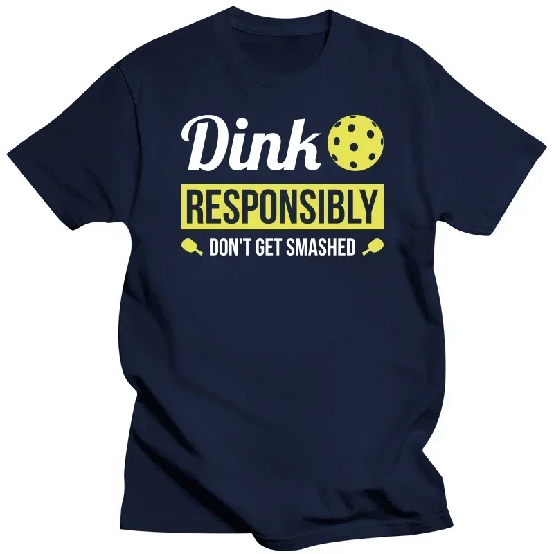 Vintage Dink Responsibly Funny Pickleball T-Shirts For Men Round Neck Cotton T Shirts Short Sleeve Tees Gift Idea Clothing