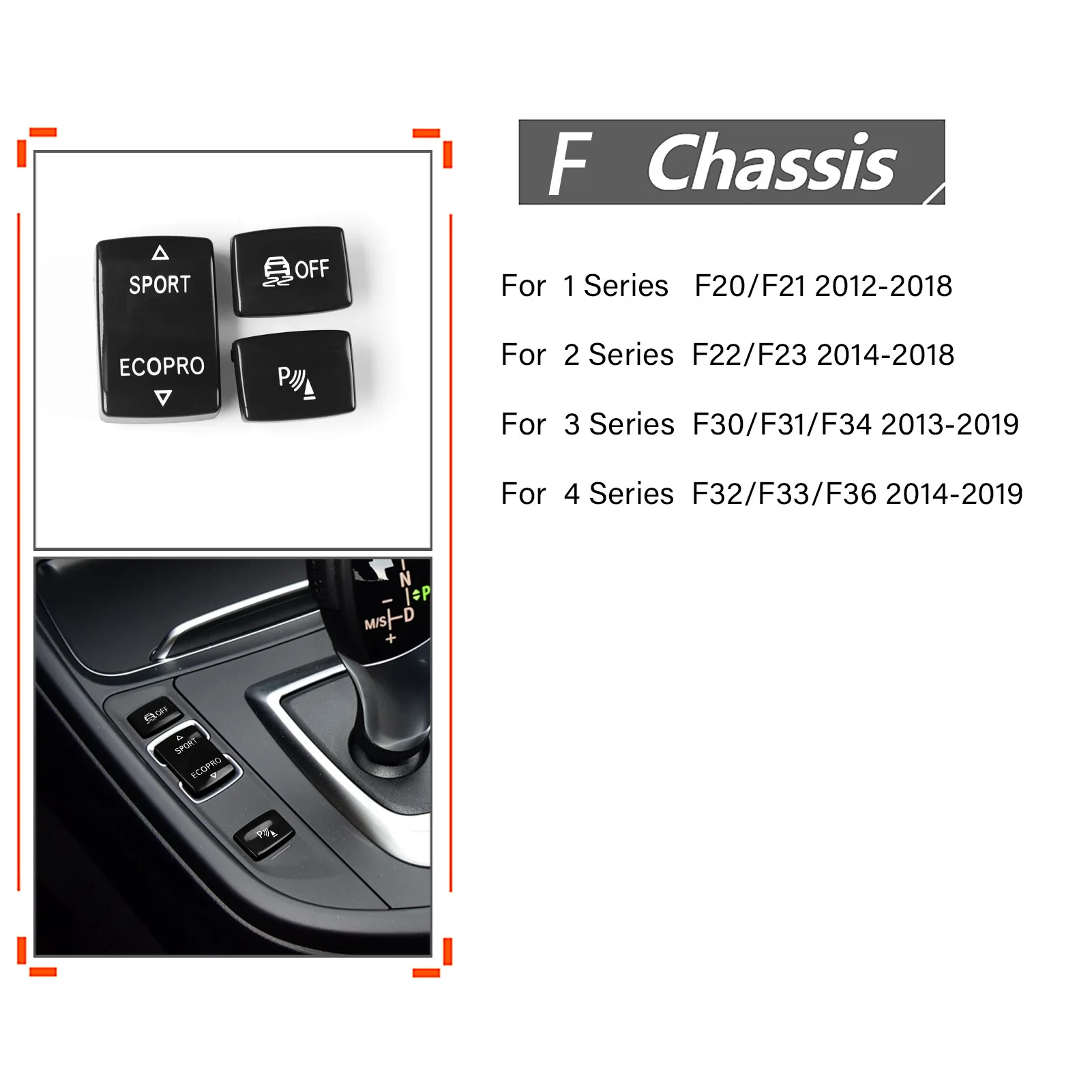 Car Console ESP Antislip Switch Sport Buttons Radar Sensor Key Cover For BMW 1 2 3 4 Series F20 F21 F30 F34 F32 F36 2012-2019