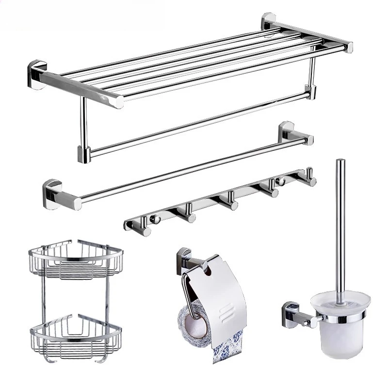 All-copper bath towel rack single rod double rod bathroom clothes towel rack bathroom hardware pendant set