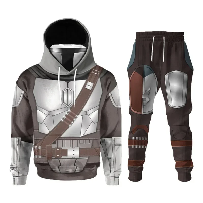 Din djarin cosplay Fantasia adult kids battle armor printed hoodie pant movie space bounty hunter costume fantasy fancy dress