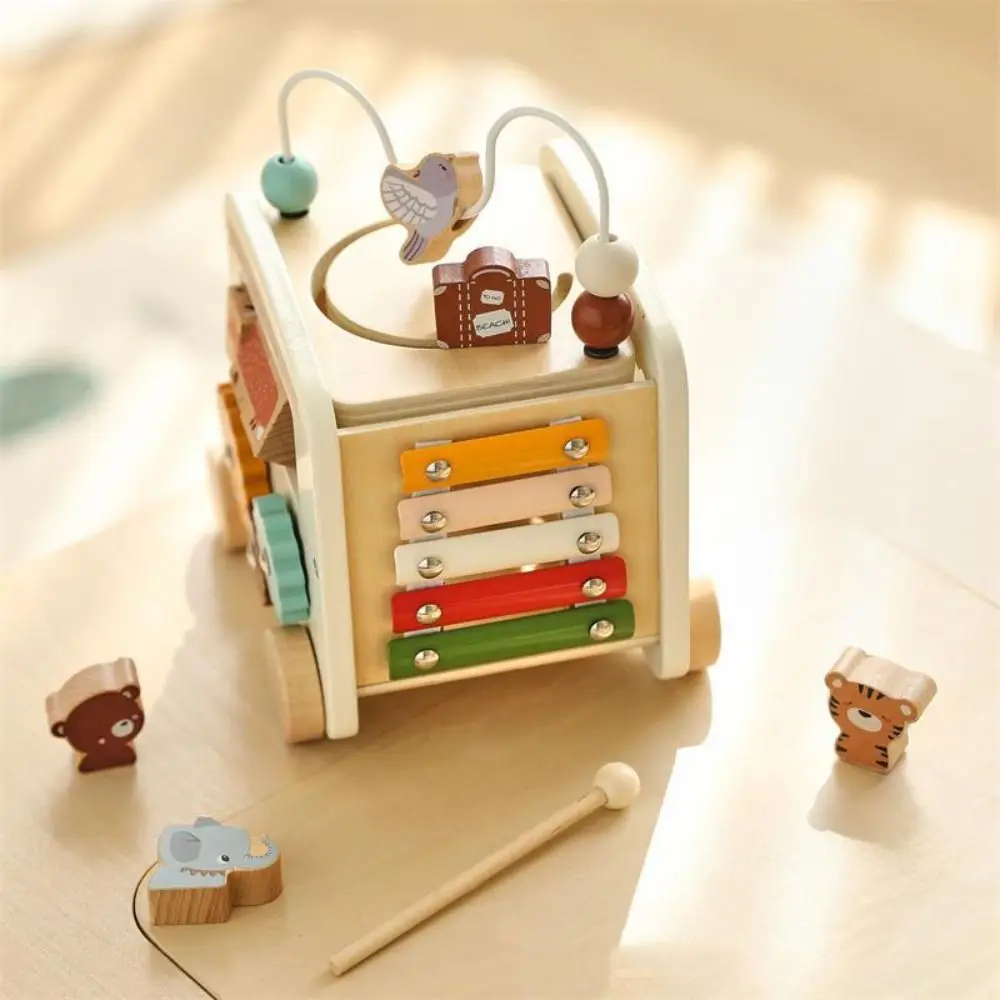 Jouets Montessori en bois pour l'éducation précoce, trieur de formes, Puzzle, Bus d'activité, jouet pour bébé, pensée logique, Portable