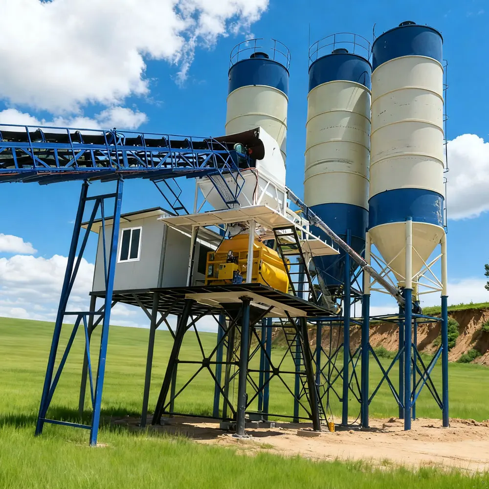 Concrete Plant With Aggregate Batcher 30-120m³/h Output Easy Installation Mixing Plant