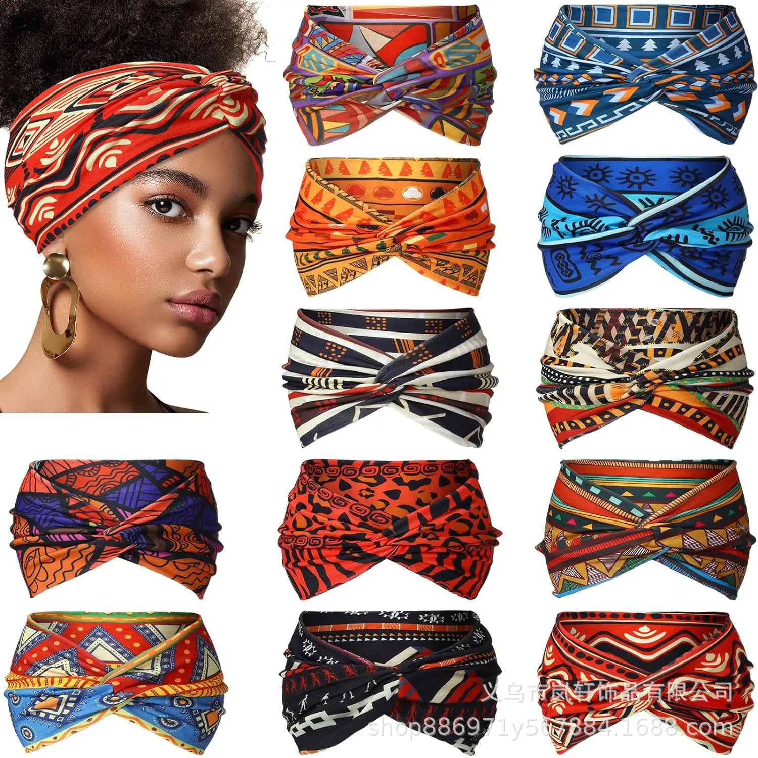 

Europe beautiful women's wide bohemian sports headband women's slippery headscarf African headscarf sports yoga headband