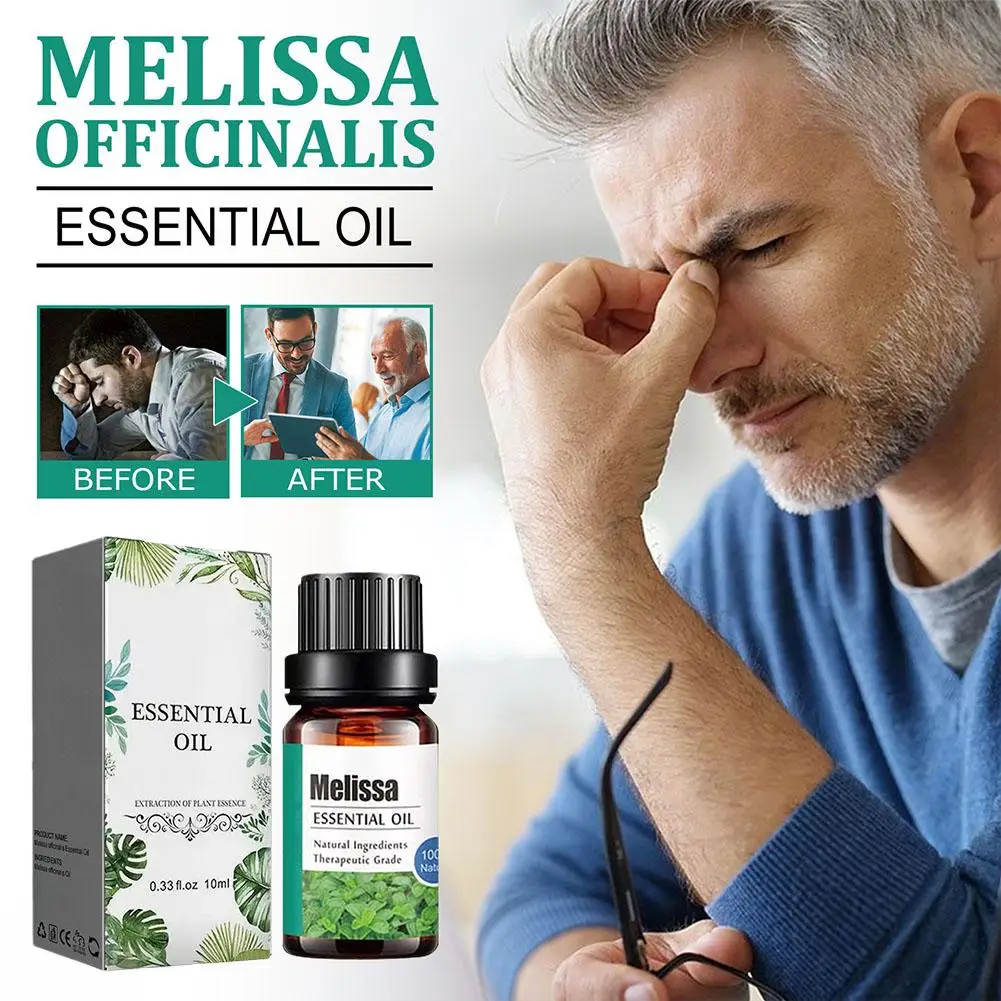 1PC น้ำมัน Essential MELISSA บาล์มมะนาวปรับปรุงหน่วยความจำน้ำมัน officinalis Essential เข้มข้น MELISSA V4O1ผ่อนคลาย