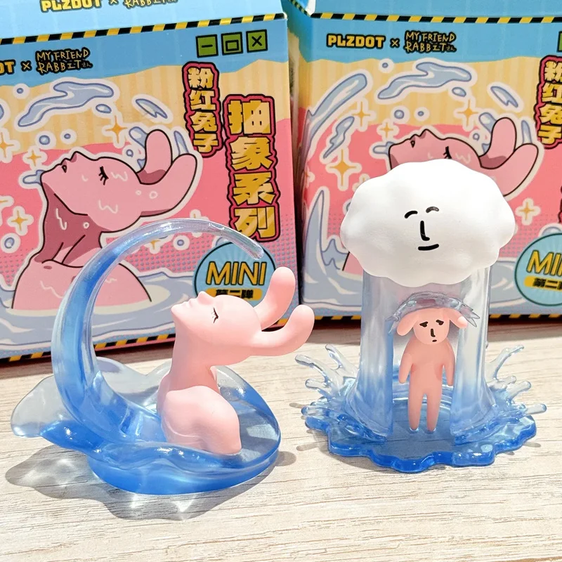 

Genuine Plzdot Pink Rabbit Abstract Series Second Edition Mini Blind Box Desktop Creative Funny Running Man Toy Ornament Gift