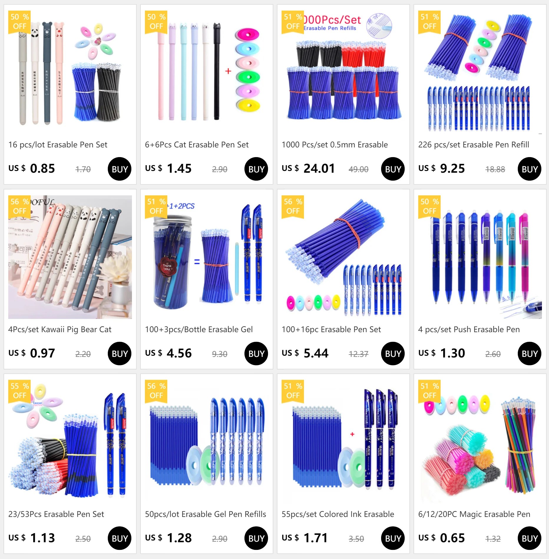 6/12/20PC Magie Löschbaren Stift Refill Waschbar Griff Löschbaren Gel-Tinte Stift Set Farbige Tinte stange Schreibwaren Für Schule Büro Liefern – Detail 1