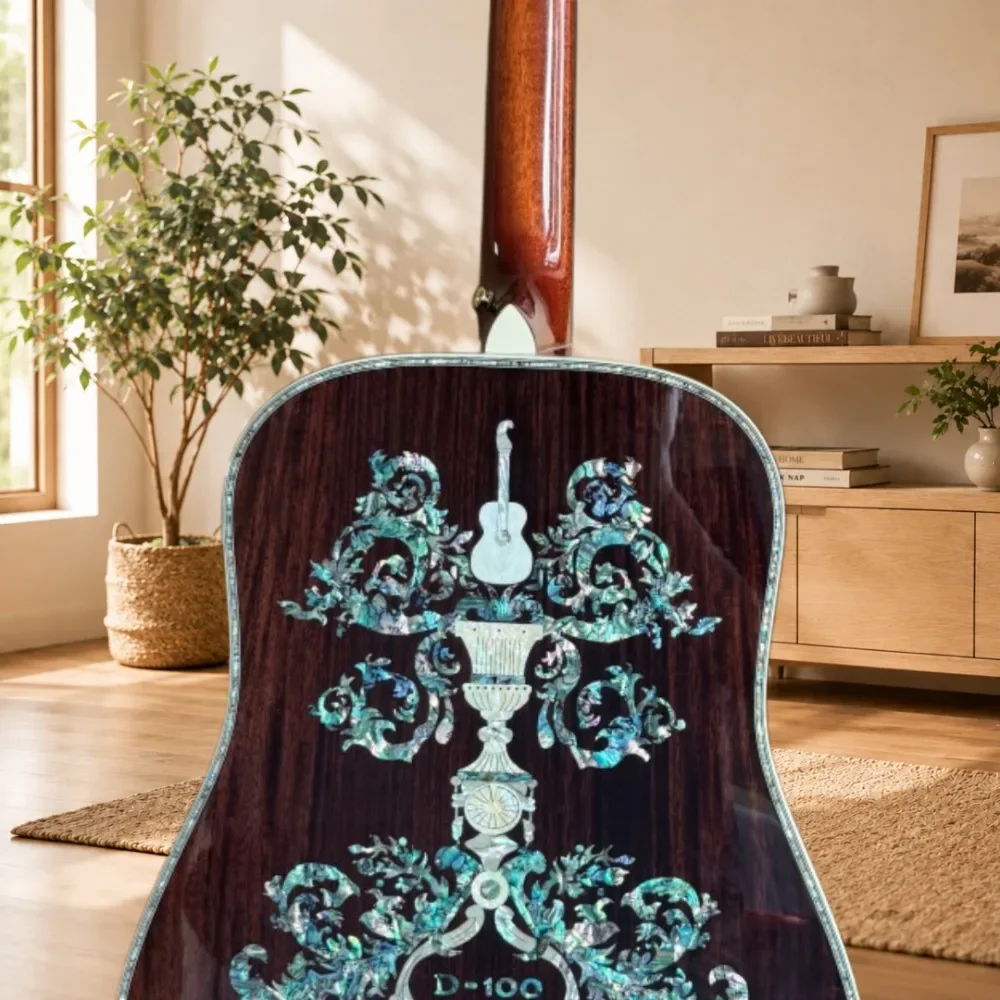 Fast Ship New Models All Solid Wood D-100 Acoustic Guitar Spruce Body Ebony Fingerboard Half Closed Tuning Peg 20 Ferts
