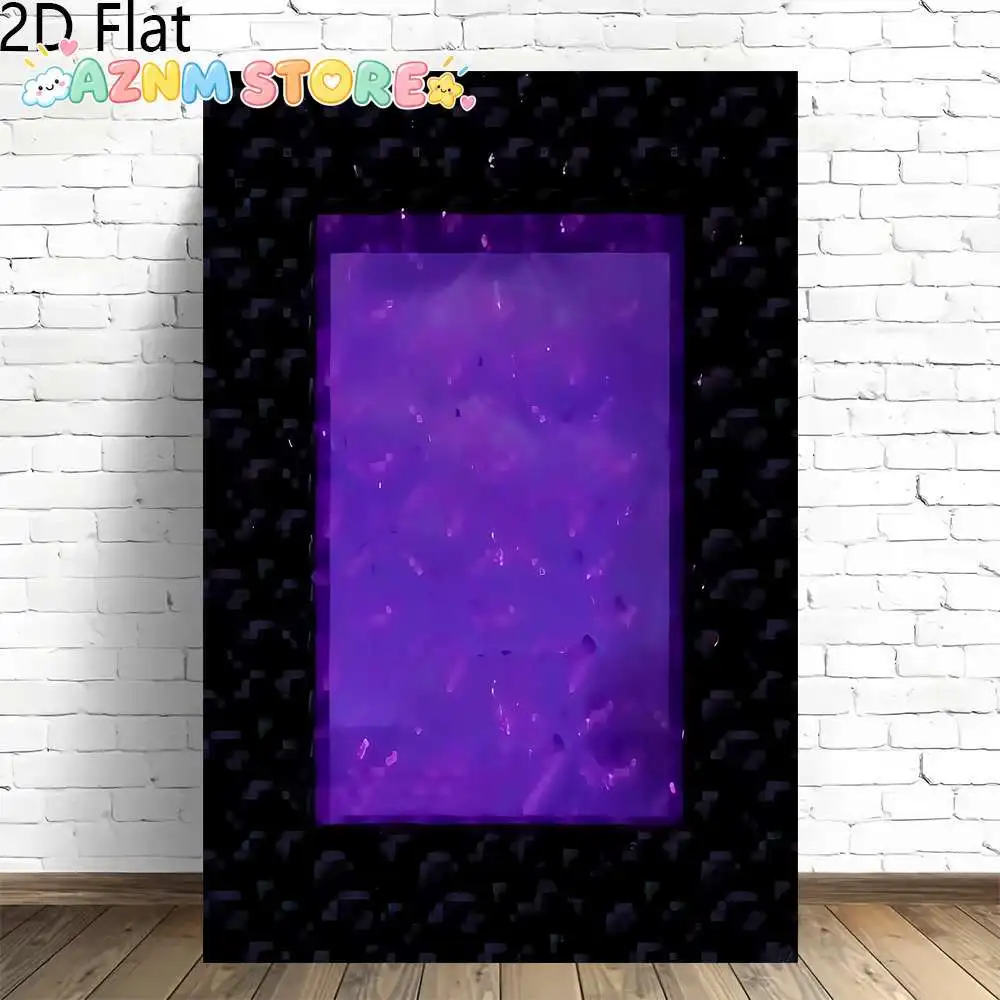 2D Flat, 2D Flat, 2D Flat 1pc Abstract Canvas Art Featuring a Purple Energy Portal with Shimmering Light Particles, Ideal for