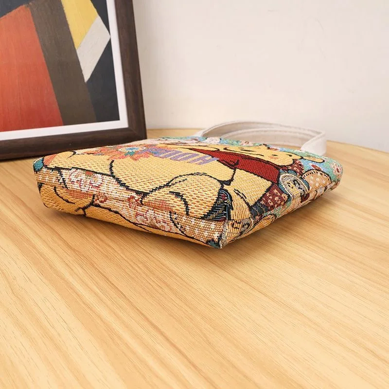 Disney Cartoon Mickey Crossbody Bag Anime Peripheral Pattern Large Capacity Outdoor Casual Tote Bags Winnie Canvas Handbags Gift