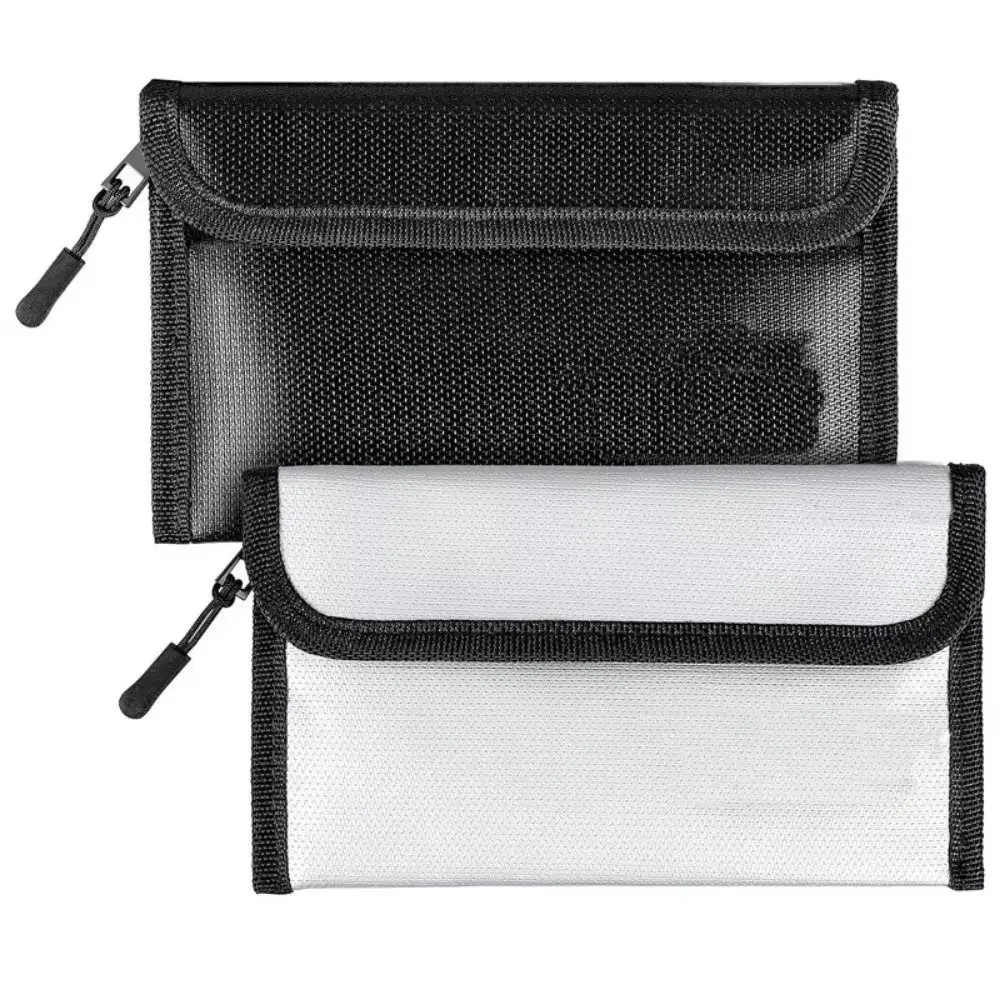 High Temperature Resistant Fireproof Document Bag Waterproof Surface Zipper Closure Safe Storage Pouch with Sticky Strip Square