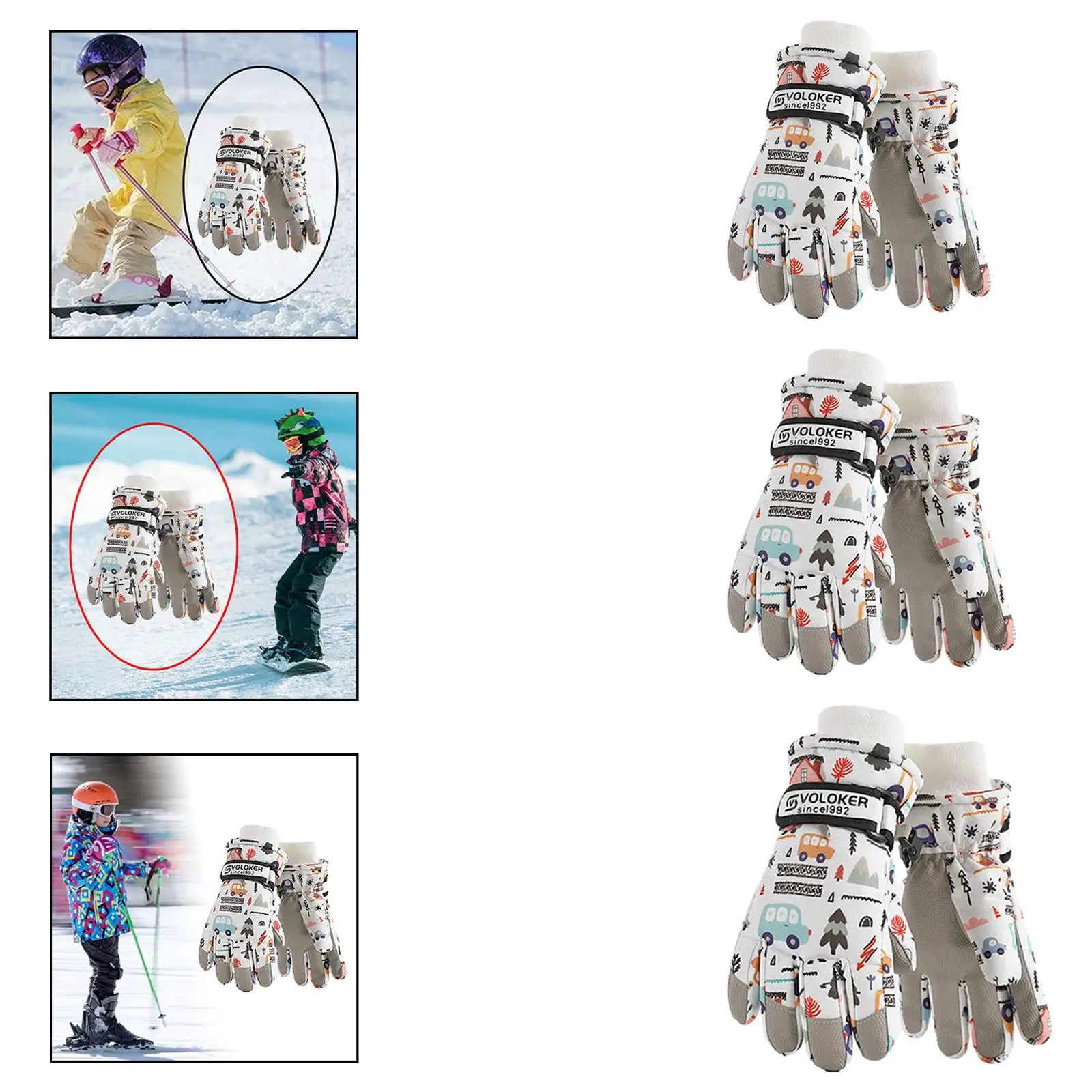 

Kids Ski Gloves Breathable Non Slip Warm Gloves Gift for Cold Weather Skiing Gloves for Running Skating Riding Driving Sports