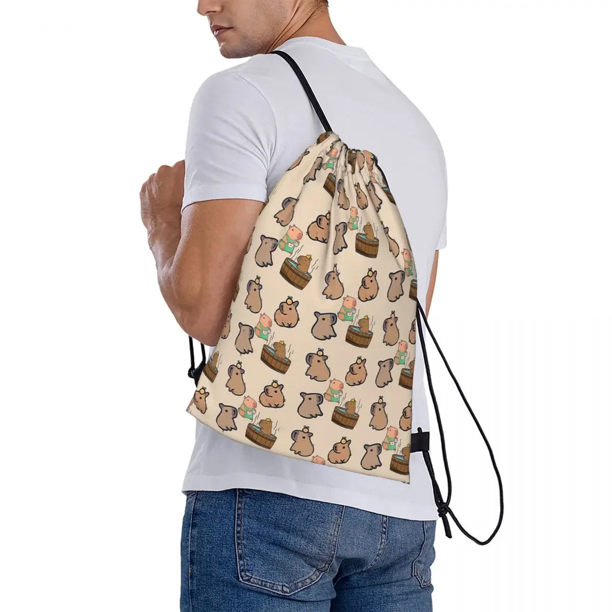 Capybara Group Backpacks Multi-function Portable Drawstring Bags Drawstring Bundle Pocket Sports Bag BookBag Man Woman School