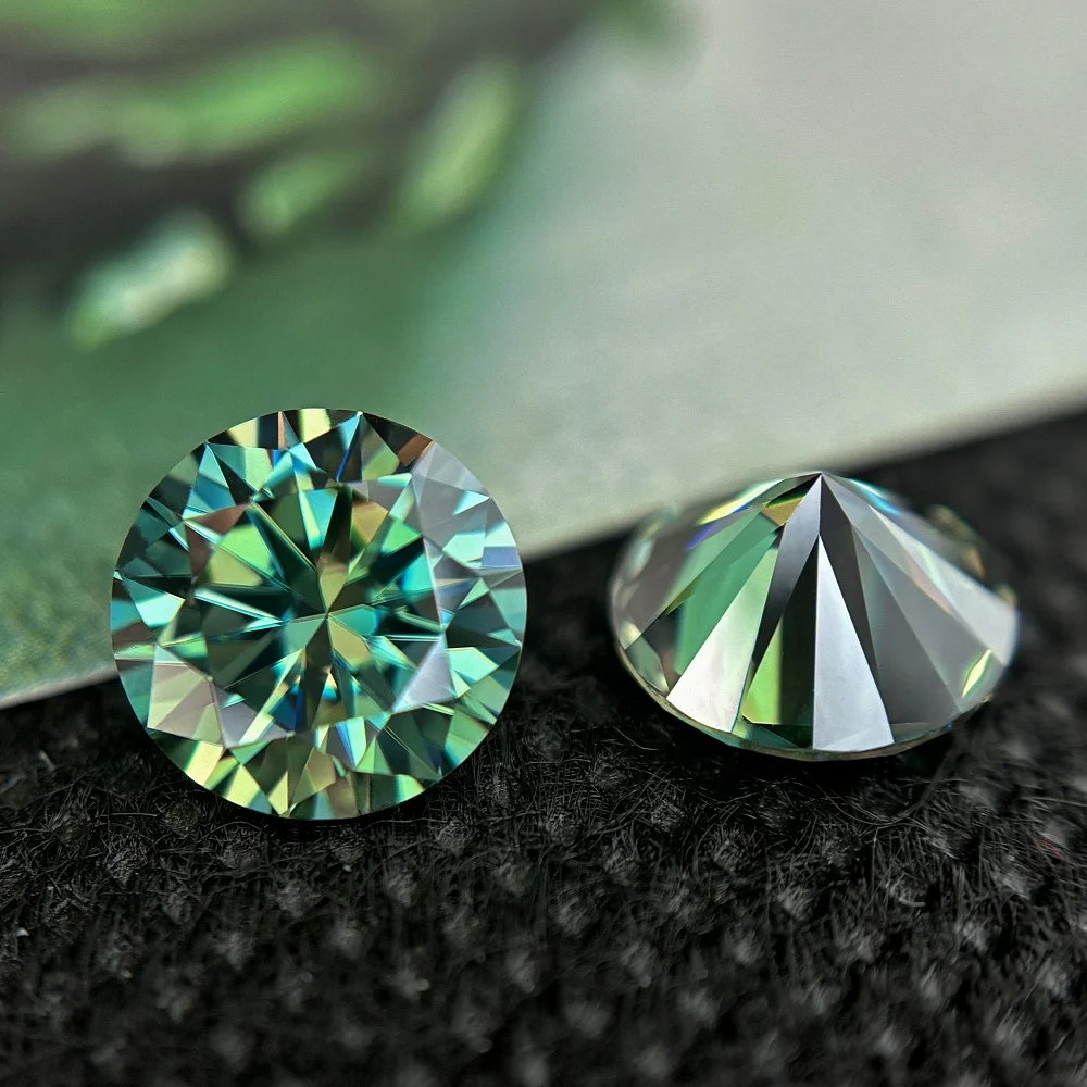 

Green Moissanite GemStone Round cut Loose Brilliant 0.1~5ct Lab Creat Moissanite Diamonds Pass test With Certificate For jewelry