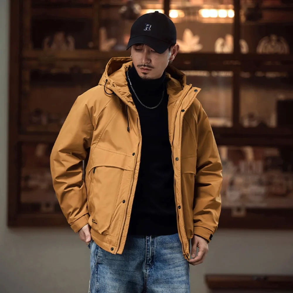

Осенняя мужская новая хлопковая одежда, американские модные толстые куртки в стиле ретро, рабочая одежда, теплые куртки с капюшоном