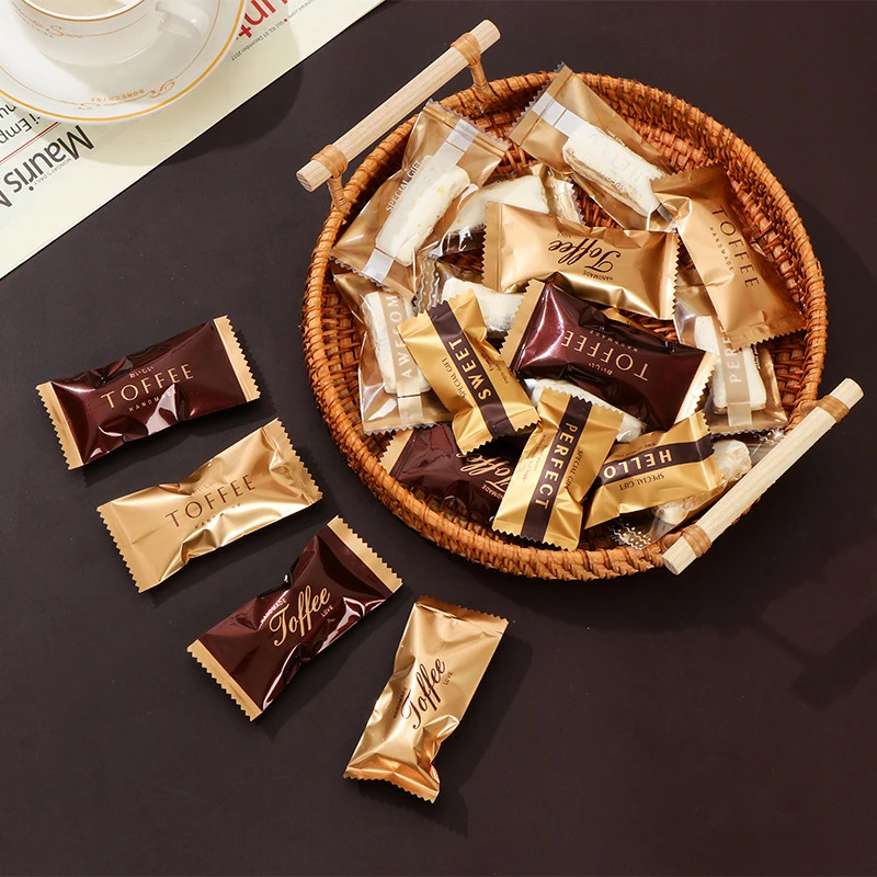 100pcs Coffee Sweet Cookie Candy Hot Seal Bags Nougat Packaging Small Machine Sealed Aluminum Film Bag