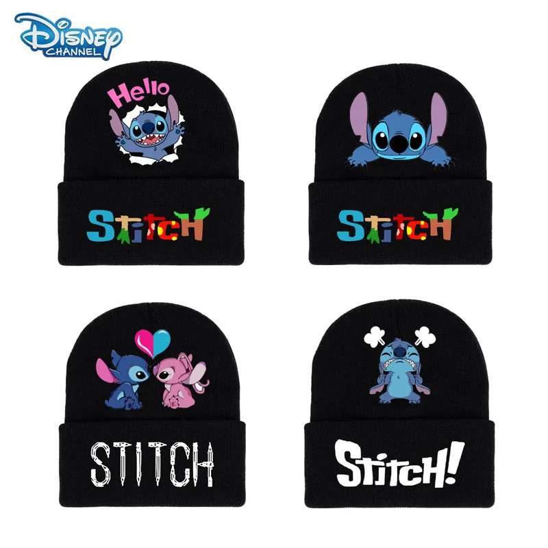 Disney Stitch Plush Knitted Hat Boys Girls Unisex Kawaii Winter Warm Couple Caps Stitch Anime Trend Cap Hip Hop Beanie Hats Gift