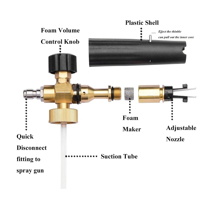 Foam Cannon With 1/4 Inch Quick Connector For Pressure Washer And 1L Bottle, Quick Release (Up To 3200 PSI)