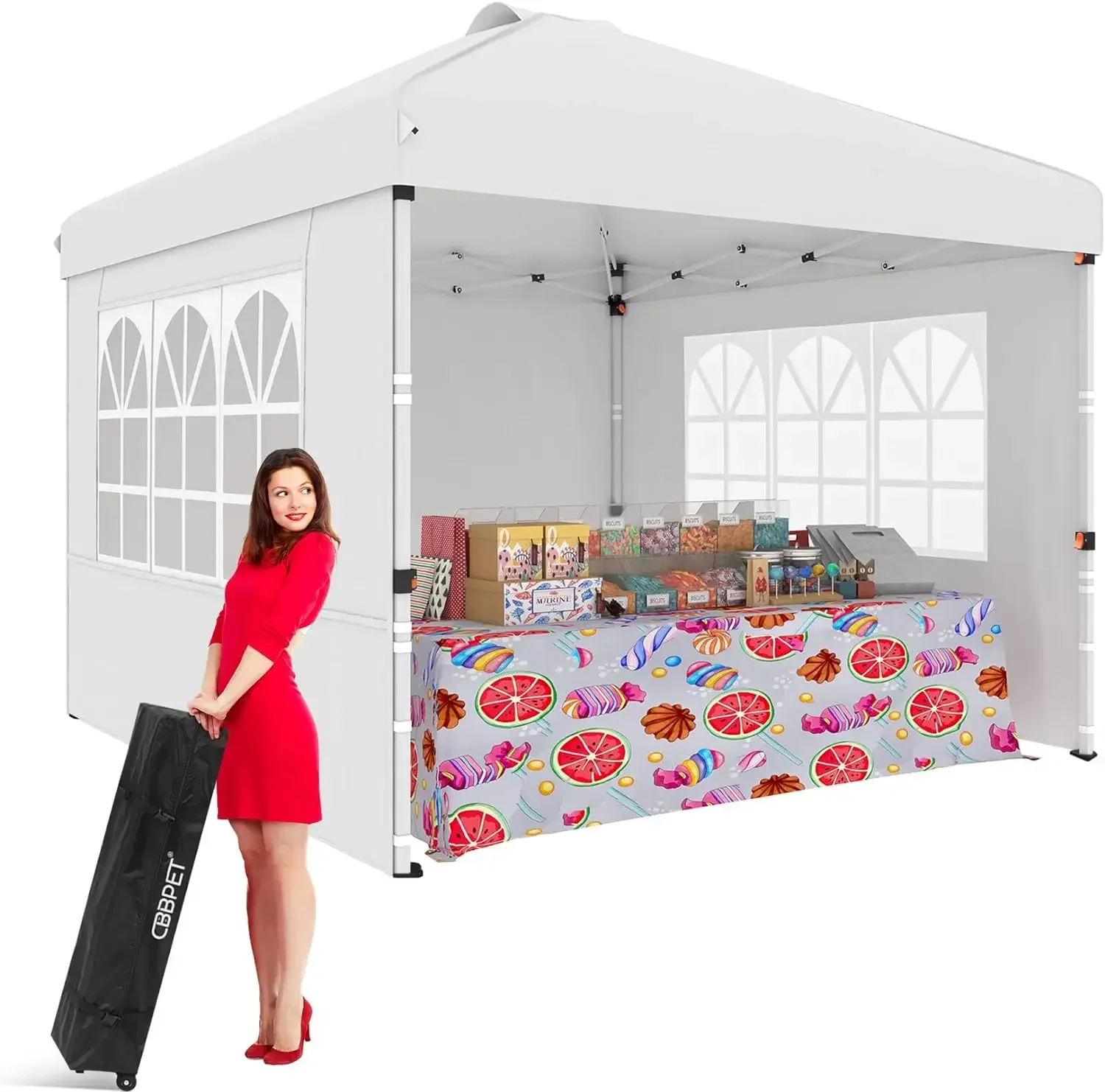 

USA.10x10 Pop Up Canopy Instant Folding, Outdoor Canopy Tent with Sidewalls and Windows Sun Protection for Vendor Events