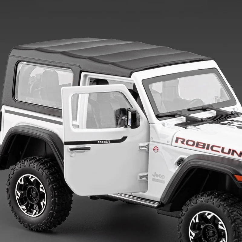 1:24 Wrangler Rubicon Afneembare Dak Legering Model Auto Geluid en Licht Trek kinderen Speelgoed Collectibles verjaardagscadeau