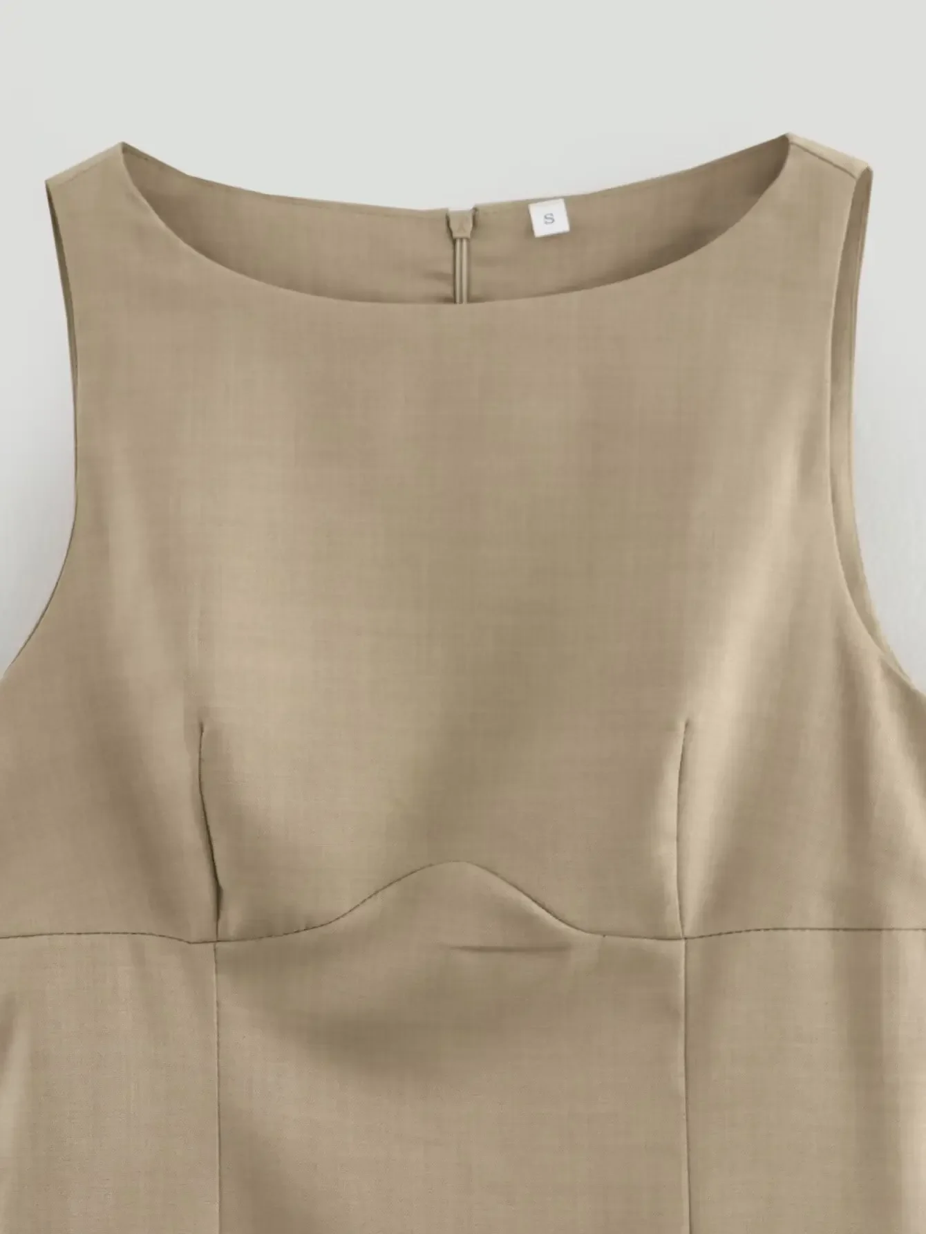 HH Damen Trendiges Ärmelloses Minikleid Schlankes Elegantes Partykleid für Wochenenden Sommer Urlaub Lässiges Strandkleid mit Rückenreißverschluss – Detail 4