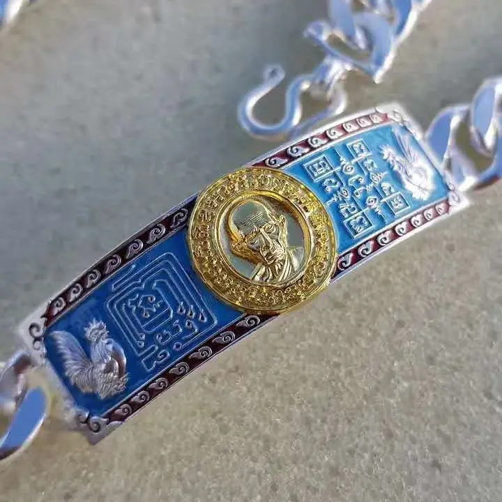 YS تاي فو يوان التايلاندية الحرف اليدوية سوار 2558 الأزرق أسفل تاي وو Ge معبد متصدع رئيس الذهب #4