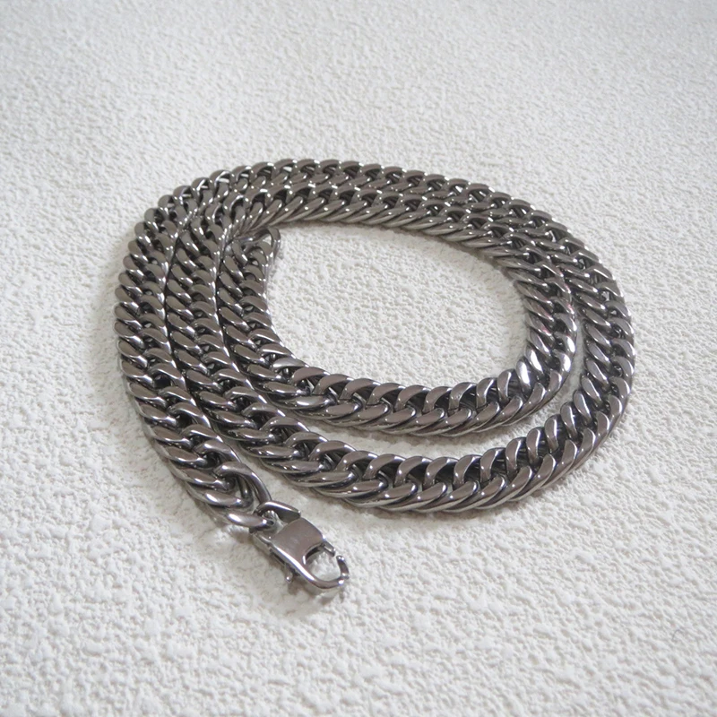 9.5 Mm Titanium Curb Chain 62 Cm Length Necklace 20 Cm Bracelet