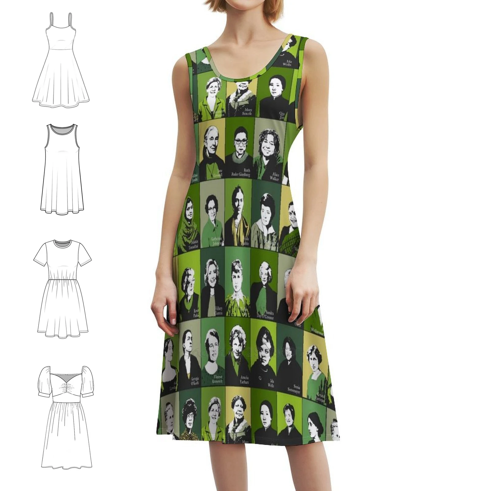 نماذج دور الرموز النسوية فستان بفتحة عنق على شكل قلب فستان حفلة صيفي أنيق للنساء نماذج الأدوار النسوية أيقونات نسوية