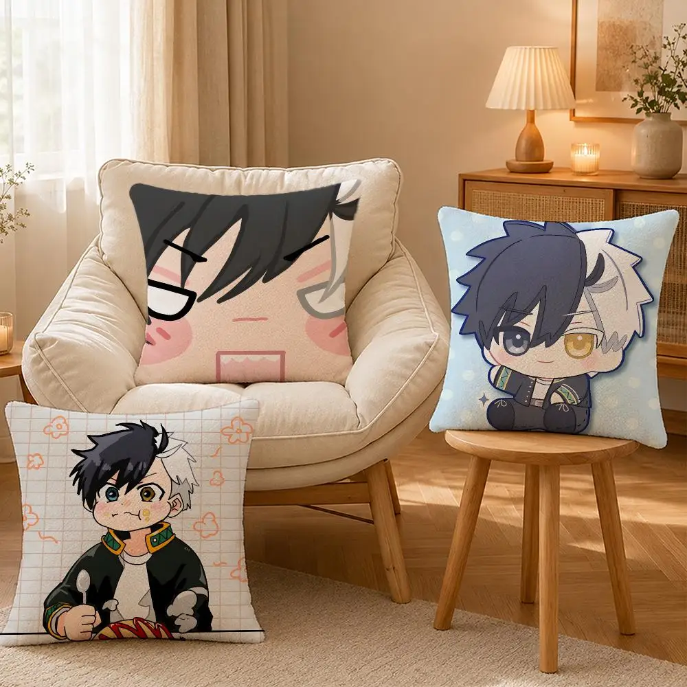 Anime Wind Breaker Street Art Cushion Cover Personalized Short Plush Soft Bedroom Sofa Home Decor Gift