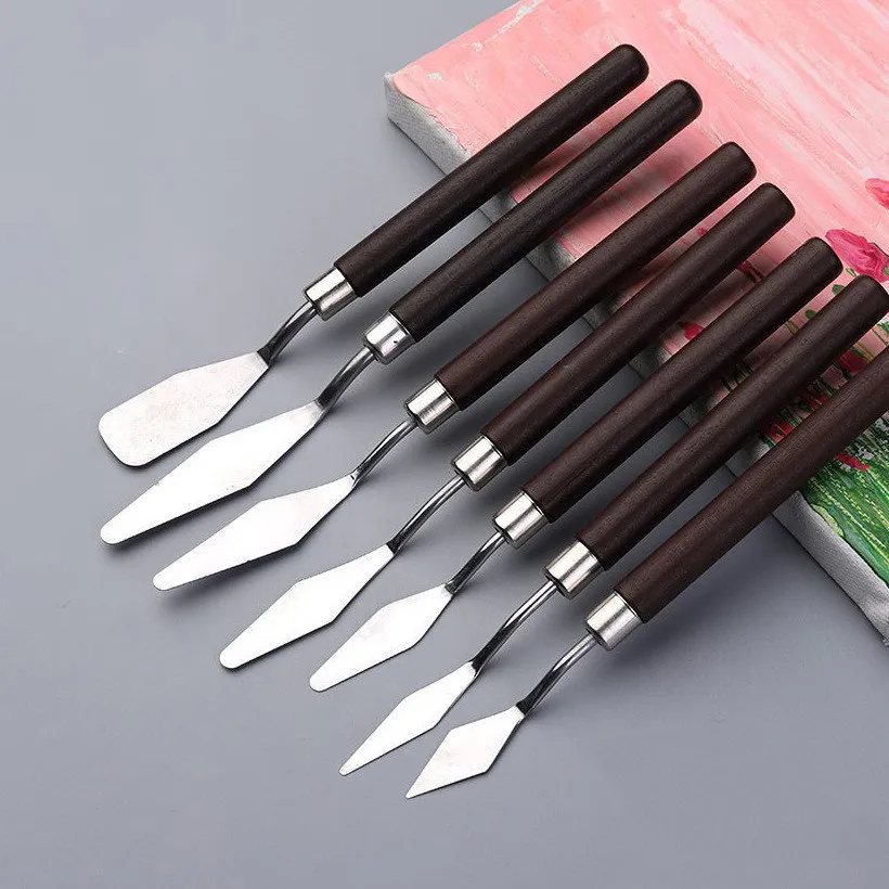 7Pcs/Set Stainless Steel Oil Painting Knives Artist Crafts Spatula Palette Knife Oil Painting Mixing Knife Scraper Art Tools