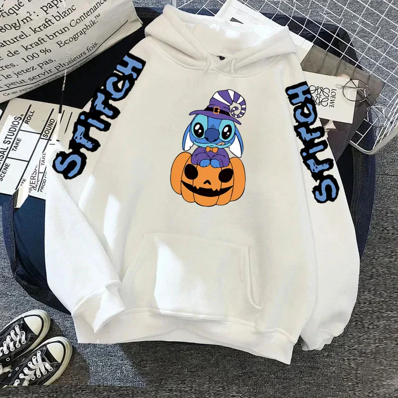 Disney Stitch Hoodie para mulheres, moletons kawaii, manga comprida, roupa Y2K, camisa com capuz, Halloween