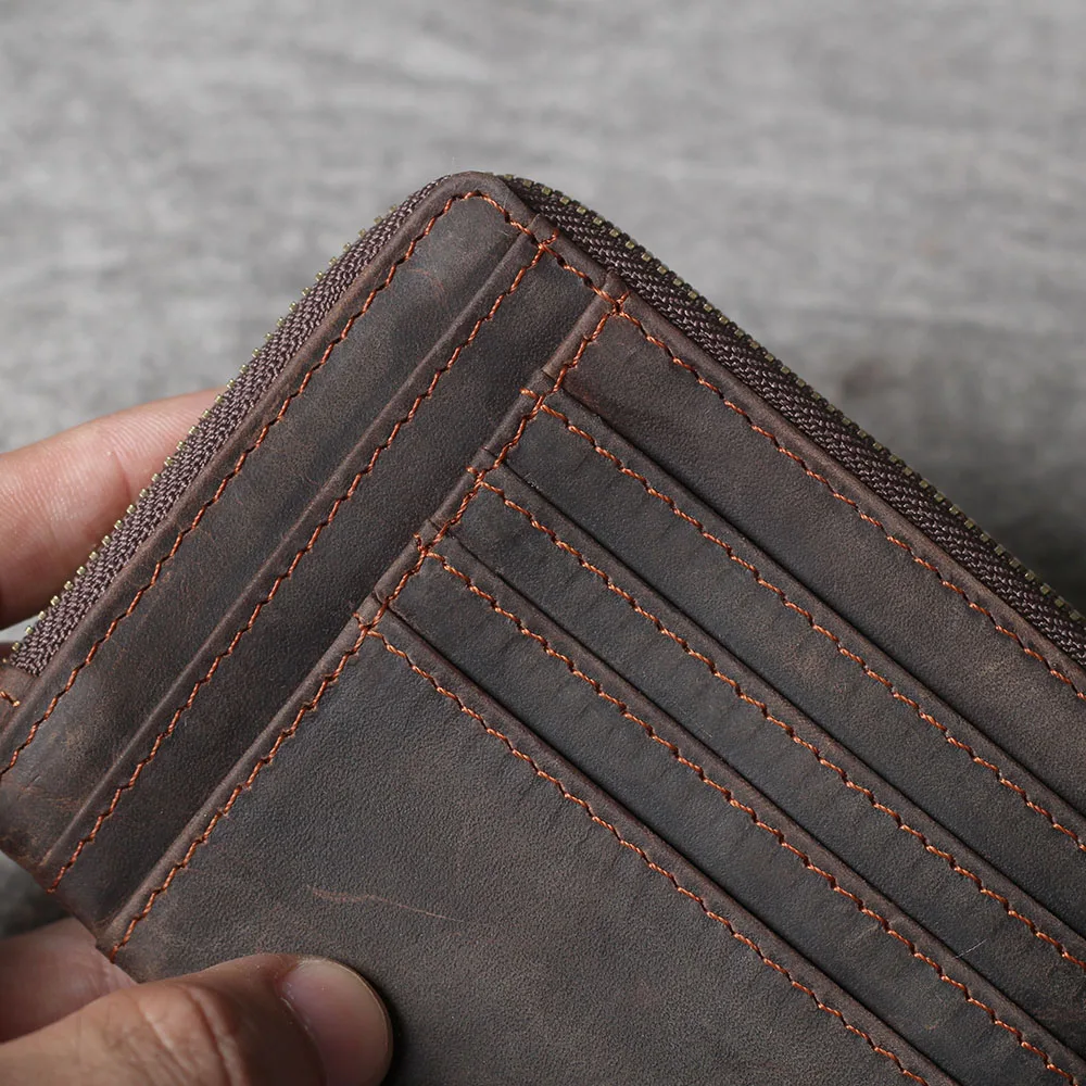 S.WORKER Klassischer Echtleder-Multikartenhalter für Herren, kompaktes Kartenetui aus Vollnarbenleder mit Kartenfächern – Detail 8