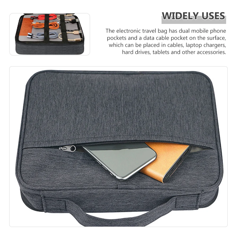 

Double Layer Digital Storage Pouch for Electronics Large Capacity Waterproof Polyester Travel Organizer Bag Cord Gadget Case