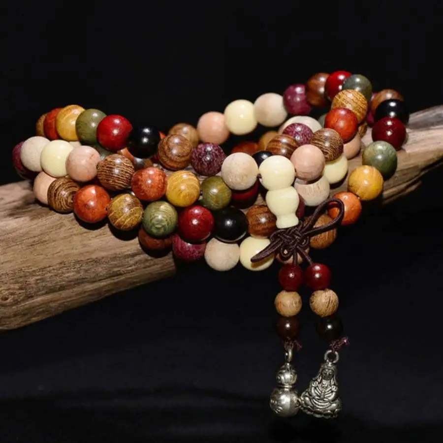 

Handmade Colored rosewood 108 bracelet,men's cuff button bracelet,Ramadan prayer bead,women's meditation,holiday gift,daily wear