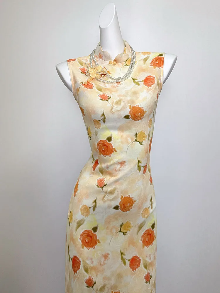 jeune-fille-ele-jaune-chinois-ete-mince-version-modifiee-belle-dr-vintage-sle-longue-fente-no-sve