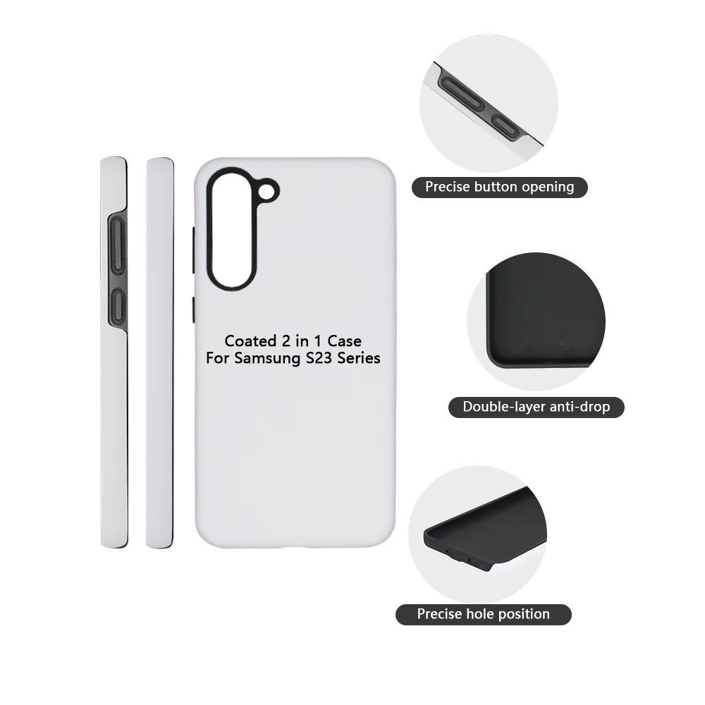 VORMIR 5pcs Coated 2 in 1 Blank Phone Cases for Samsung S24 S23 S22 S21 S20 Ultra Plus TPU+ PC DIY Sublimation Covers