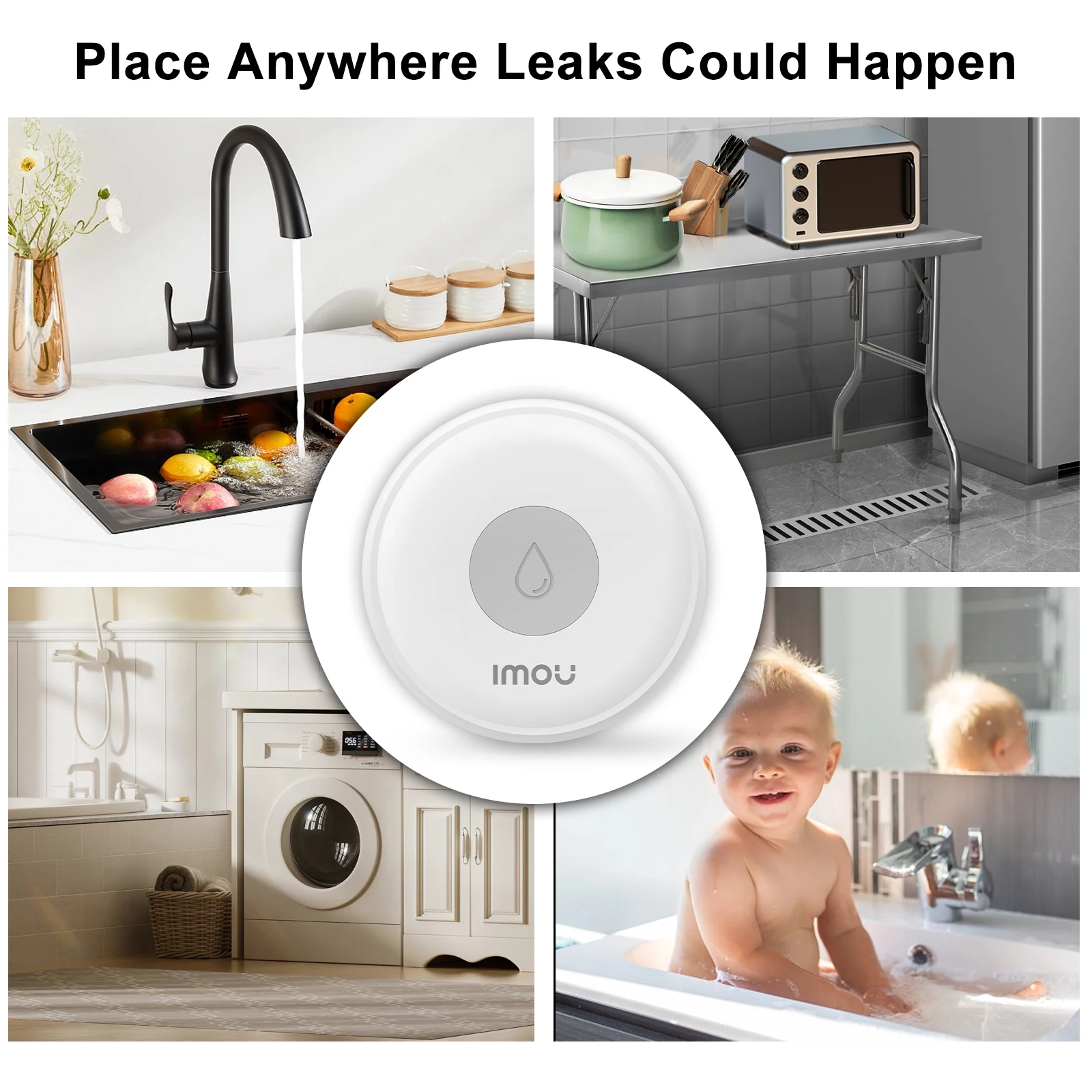 Imou Wireless Smart Water Sensor Alarm Water Leak Detector IP66 Waterproof ZigBee 2.4G WiFi for Kitchen Bathroom APP Control