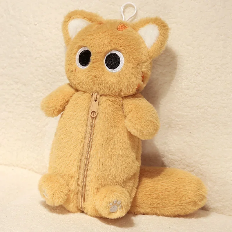 Siamese Cat Plush Pencil Case - Stuffed Animal Design, Large Capacity Stationery Bag, Cute Cartoon Doll for School Learning