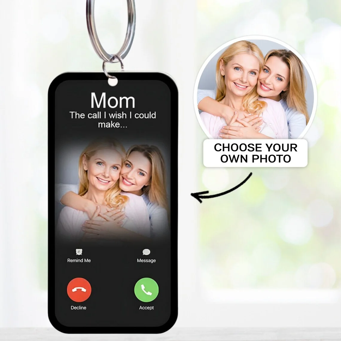 

1pc Personalized Acrylic Keychain, Custom Photo Memorial Keychain, Phone Memorial Keyring，The Call I Wish I Could Take Keychain