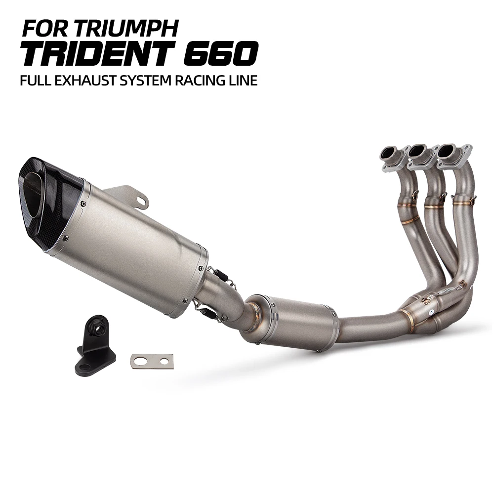 For Triumph Trident Tiger Sport Daytona 660 21-24 Motorcycle Exhaust Full Set System Front Pipe Connect M12 Carbon Fiber Muffler