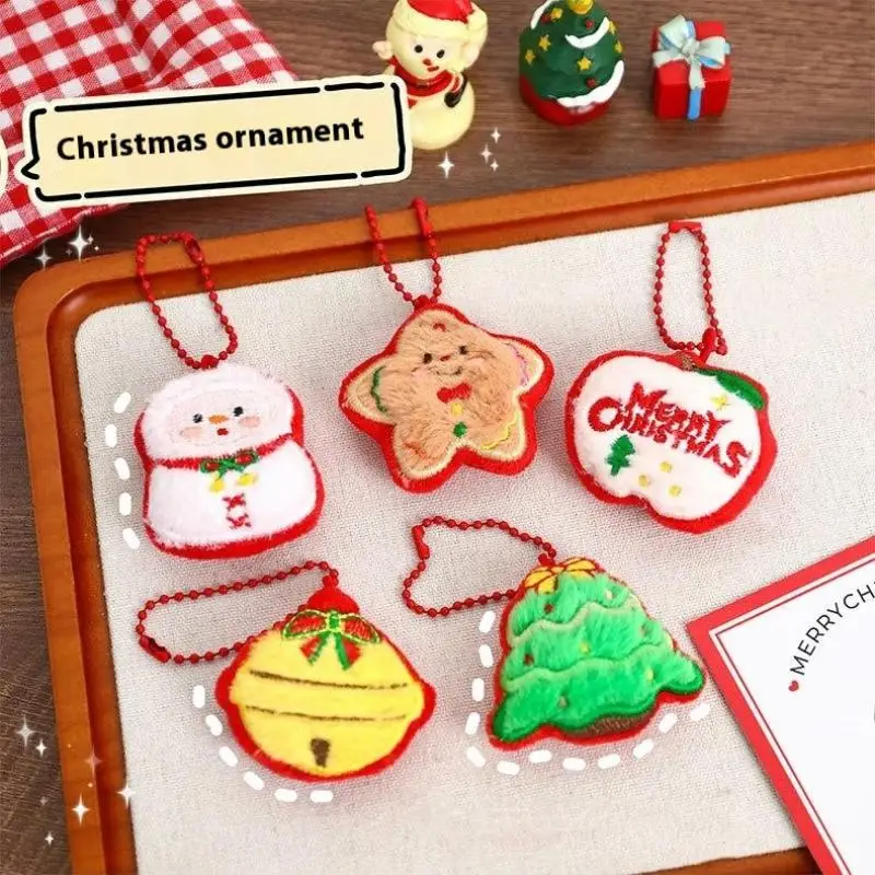 Cartoon Christmas Plush Keychain Cute Kawaii Snowman Santa Claus Stuffed Doll Toys Backpack Pendant Ornament Accessories Gifts