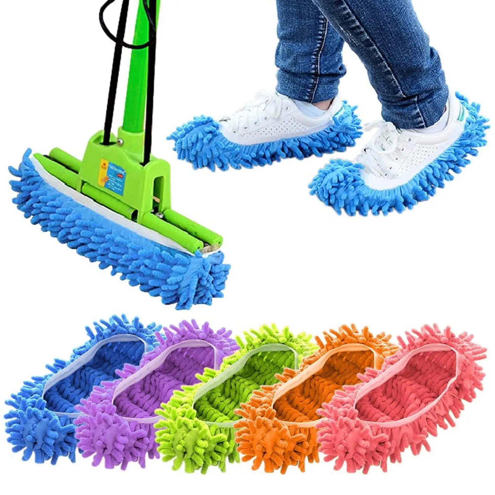 Household Cleaning Tools Floor Cleaning Dedusting Lazy Shoe Cover Mop Slippers Microfiber Chenille Shoe Covers