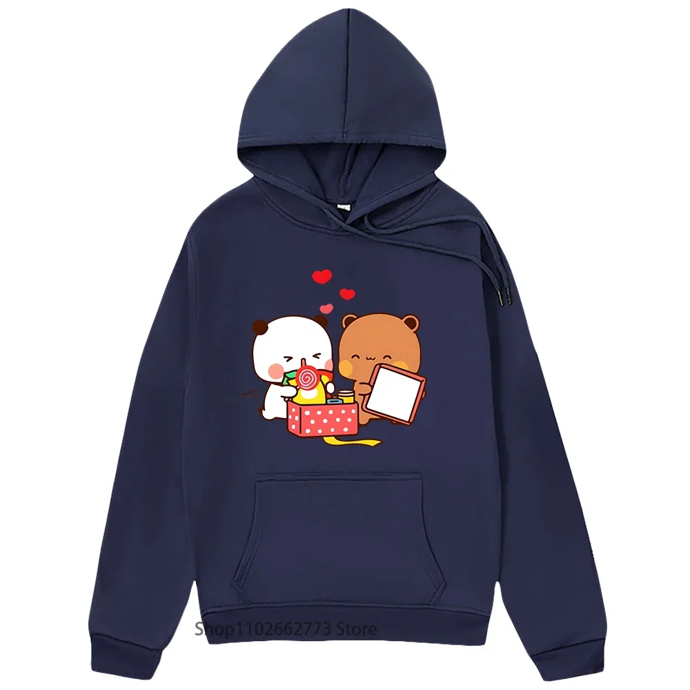 Cute Dudu and Bubu Hoodie Peach and Goma Mochi Bear Couple Sweatshirt Girls Kawaii Panda Bear Tops Women Men Clothes Sudaderas