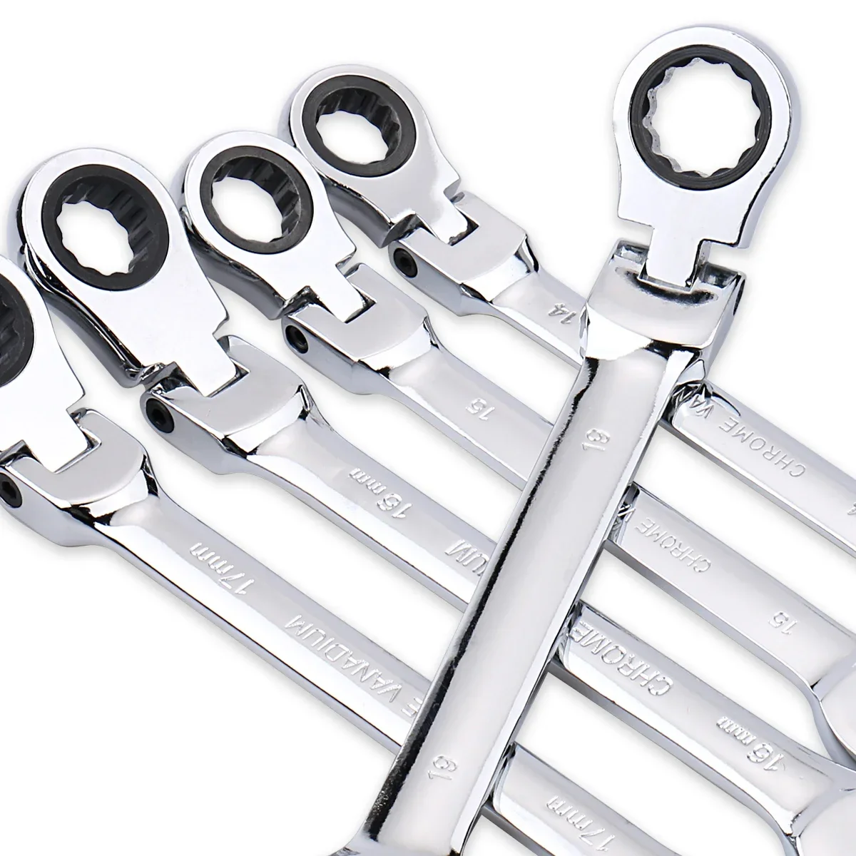 

Allsome 8-17mm Flexible Pivoting Head Ratchet Combination Spanner Wrench Garage Metric Tool