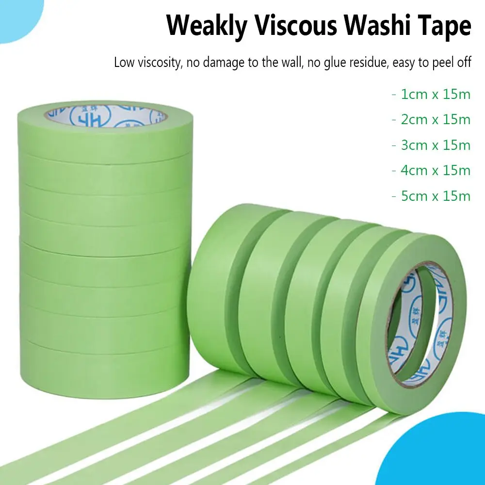 15M Professional Art Latex Paint Washi Tape Weak Viscous Self-Adhesive Separation Paper Household No Trace Masking Tape Outdoor