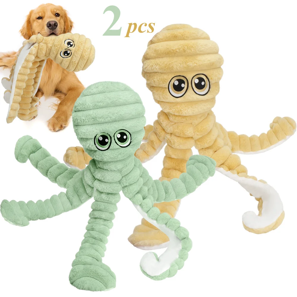 

2Pcs Squeaky Octopus Plush Chew Toy for Dogs, Interactive Puppy Toy with Squeaker, Stuffed Animal Toys for Small Medium Large Dog, Durable Chew Toys Gifts for Dogs, Green Yellow
