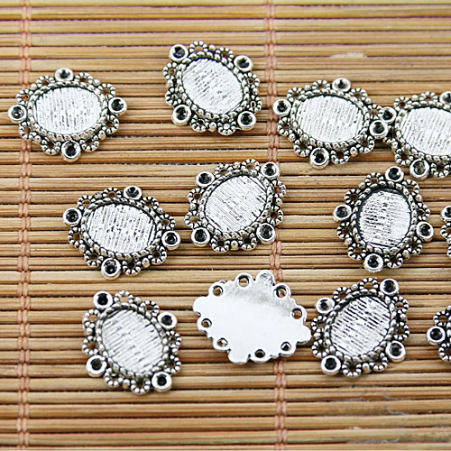 30pcs 14.4*12.3mm ,cabochon size:8x6mm  tibetan silver tone little cameo cabochon settings EF1577