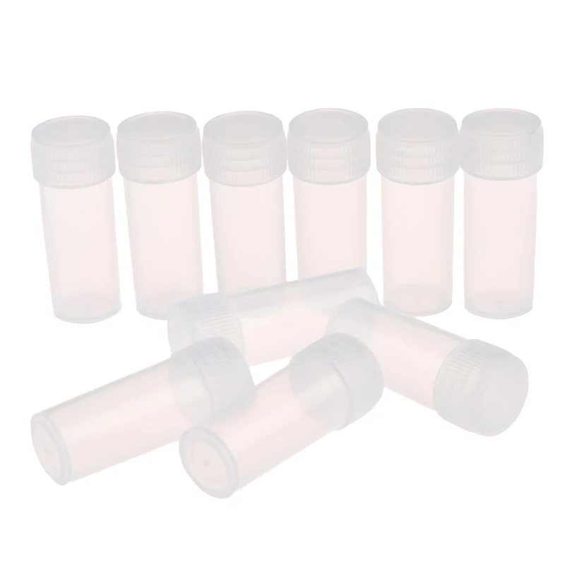 100 قطعة 5 مللي البلاستيك اختبار أنابيب قوارير عينة الحاويات مسحوق الحرفية غطاء برغي زجاجات ل مكتب مدرسة الكيمياء لوازم