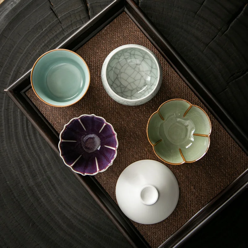 

5 Pcs Gift Box Ceramic Tea Cup Set Japanese Style Retro Teaware Mug Kung Fu Tea Set Coffee Cup Teacups Tea Gifts Sake Cup