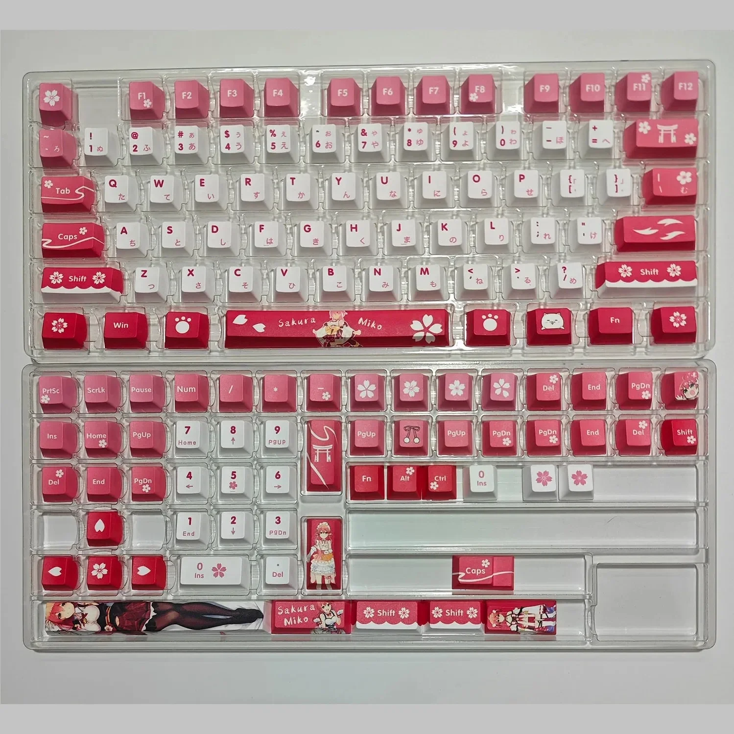 132 Keys/Set Hololive Vtuber Sakura Miko PBT Cherry Keycaps for MX Cross Axis Switch Keycap for Mechanical Keyboard Game Gift